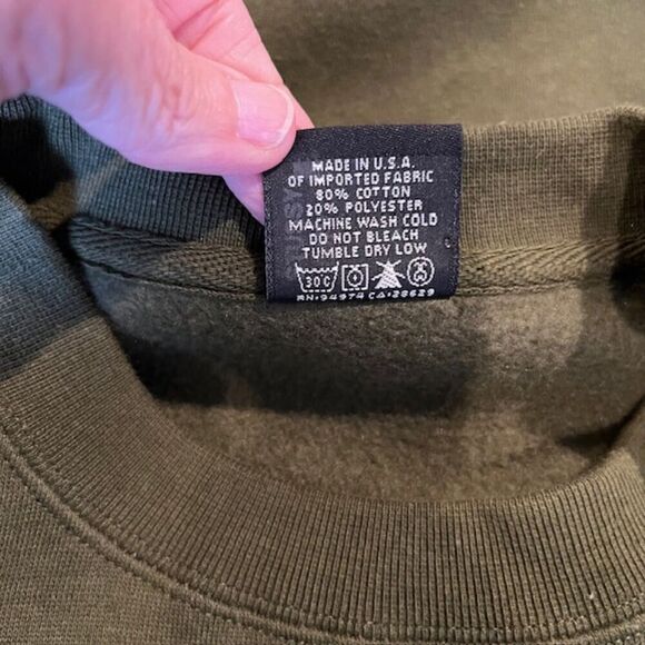 Stussy Y2K Vintage Logo Sweatshirt Crewneck Olive Green Metallic Gold Mens Large - Picture 9 of 12